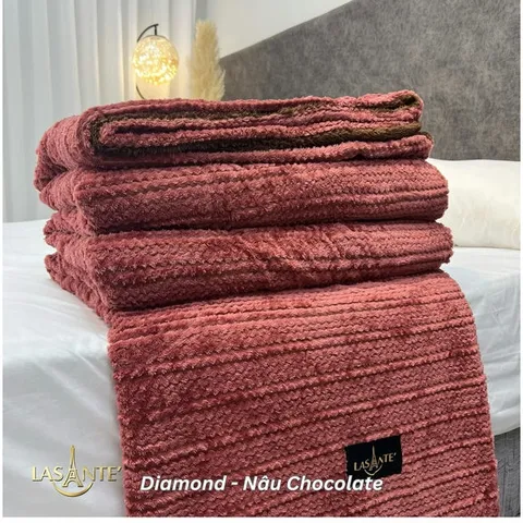 Chăn Lông Cừu Mỏng Thu Đông 2 Lớp Lasante Ấm Áp, Siêu Nhẹ Kích Thước 2m1x2m4 Nặng 2.1 Kg