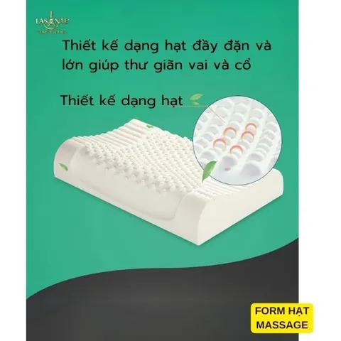 Gối Cao Su Thiên Nhiên 40x60  Form Hạt Massage Cổ Vai Gáy Chính Hãng Lasante