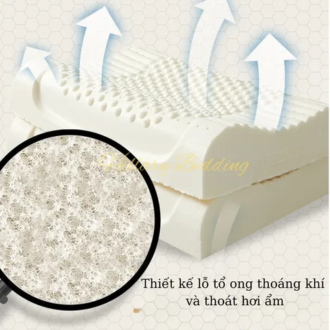 Gối Cao Su Thiên Nhiên 40x60  Form Hạt Massage Cổ Vai Gáy Chính Hãng Lasante