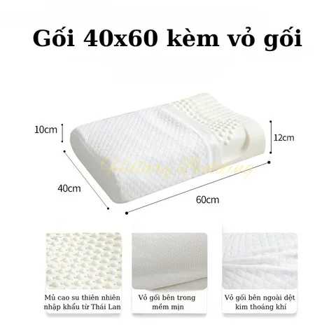 Gối Cao Su Thiên Nhiên 40x60  Form Hạt Massage Cổ Vai Gáy Chính Hãng Lasante