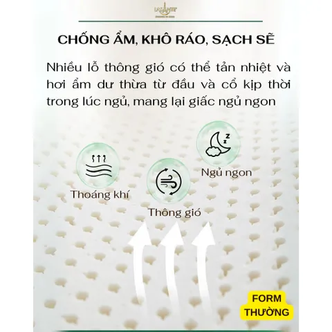 Gối Cao Su Cỡ Nhỏ 30x50x7 cm Thiết Kế Nâng Đỡ Cổ Vai Gáy, Ngủ Sâu Hơn Kèm Vỏ Tencel 100s