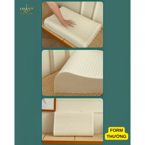 Gối Cao Su Cỡ Nhỏ 30x50x7 cm Thiết Kế Nâng Đỡ Cổ Vai Gáy, Ngủ Sâu Hơn Kèm Vỏ Tencel 100s