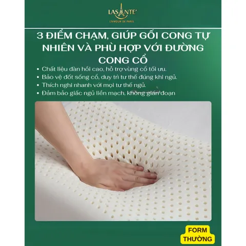 Gối Cao Su Cỡ Nhỏ 30x50x7 cm Thiết Kế Nâng Đỡ Cổ Vai Gáy, Ngủ Sâu Hơn Kèm Vỏ Tencel 100s