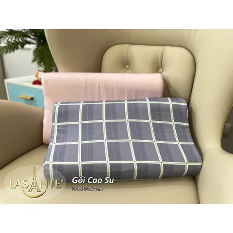 Gối Cao Su Cỡ Nhỏ 30x50x7 cm Thiết Kế Nâng Đỡ Cổ Vai Gáy, Ngủ Sâu Hơn Kèm Vỏ Tencel 100s