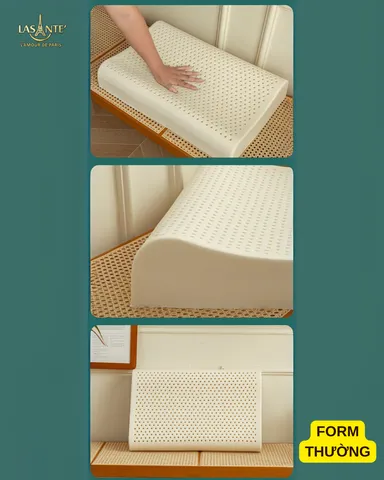 Gối Cao Su Cỡ Nhỏ 30x50x7 cm Thiết Kế Nâng Đỡ Cổ Vai Gáy, Ngủ Sâu Hơn Kèm Vỏ Tencel 100s