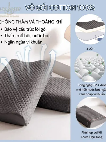 Gối Ngủ Thoáng Khí Dạng Sợi 30x50 Chống Nóng Giặt Trực Tiếp Bằng Nước (kèm vỏ gối cotton)