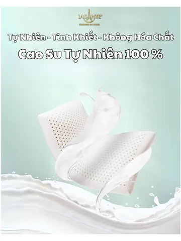 Gối Cao Su Thấp 4 Cm Siêu Mỏng Form Phẳng Truyền Thống Lasante Cho Người Nằm Gối Thấp
