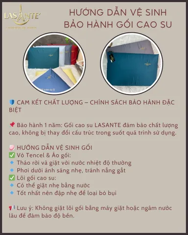 Gối Cao Su Thấp 4 Cm Siêu Mỏng Form Phẳng Truyền Thống Lasante Cho Người Nằm Gối Thấp