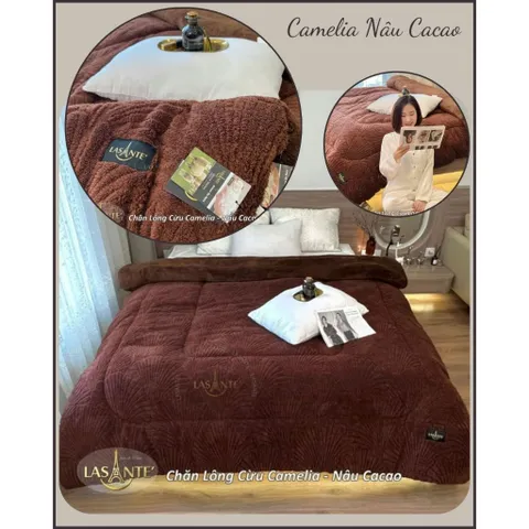 Chăn Lông Cừu Dày 3 Lớp Chính Hãng Lasante CAMELIA Cỡ Lớn Cho Giường Đôi 2m1x2m5