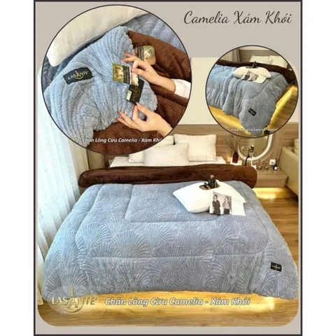 Chăn Lông Cừu Dày 3 Lớp Chính Hãng Lasante CAMELIA Cỡ Lớn Cho Giường Đôi 2m1x2m5