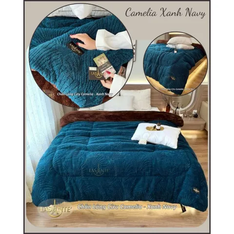 Chăn Lông Cừu Dày 3 Lớp Chính Hãng Lasante CAMELIA Cỡ Lớn Cho Giường Đôi 2m1x2m5
