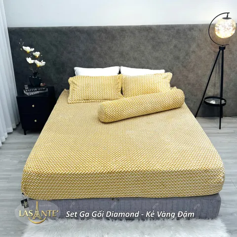 Bộ ga gối lông cừu 4 món Lasante bọc đệm dưới 20cm cao cấp giữ ấm cho mùa đông đại hàn