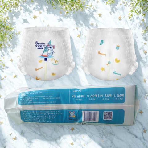 Tã Bỉm Bemom Hàn Quốc - Thấm Hút Gấp Đôi, Siêu Mềm, Công Nghệ Air Bubble, Không Gây Lằn Bụng, Bảo Vệ Da Nhạy Cảm Của Bé