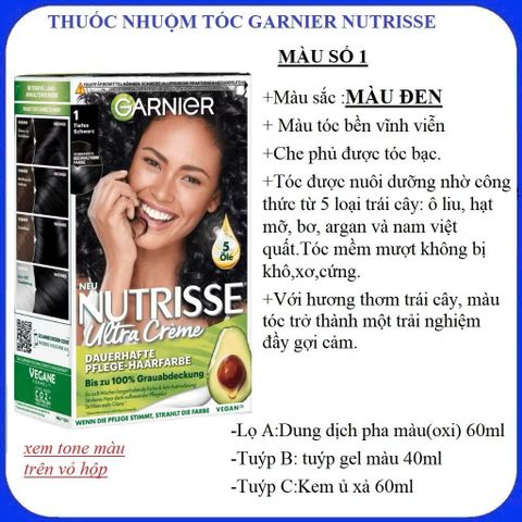 Nhuộm Tóc Phủ Bạc Garnier Nutrisse Crème - Màu Sắc Rực Rỡ, Dưỡng Tóc Mềm Mượt Từ Quả Bơ - Sản Phẩm Nhập Khẩu Đức