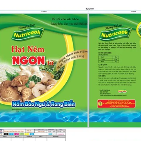 Hạt Nêm Nấm Bào Ngư Rong Biển 220g - Gia Vị Thực Dưỡng Thuần Chay Bà Loan, Hương Vị Tự Nhiên Cho Món Ăn Thêm Ngon