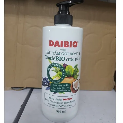 Dầu Tắm Gội Daibio 910ml - Thảo Dược Tự Nhiên 2 Trong 1, An Toàn Cho Da Nhạy Cảm, Chăm Sóc Tóc và Da Toàn Diện
