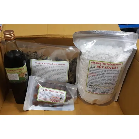 Combo Nguyên Liệu Làm Trà Bình Minh - Trà Bancha, Tương Tamari, Mơ Muối, Bột Sắn Dây - Thực Dưỡng Bà Loan Sức Khỏe Tự Nhiên