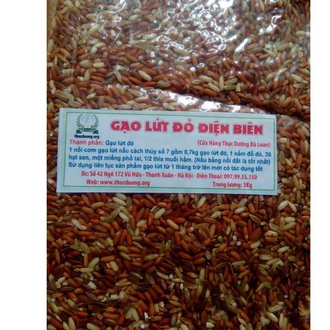 Gạo Lứt Đỏ Điện Biên Dẻo 3kg - Sản Phẩm Giảm Cân Thực Dưỡng Cao Cấp từ Bà Loan, Hỗ Trợ Sức Khỏe, Giàu Dinh Dưỡng
