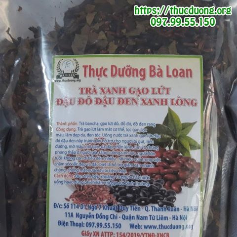 Trà xanh gạo lứt đỏ và đậu đen xanh lòng 500g - Thực Dưỡng Bà Loan - Thức uống bổ dưỡng cho sức khỏe và thanh lọc cơ thể