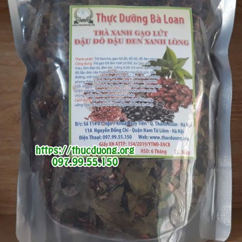 Trà xanh gạo lứt đỏ và đậu đen xanh lòng 500g - Thực Dưỡng Bà Loan - Thức uống bổ dưỡng cho sức khỏe và thanh lọc cơ thể