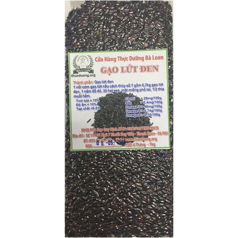 Gạo Lứt Đen Hữu Cơ Thực Dưỡng Bà Loan 1kg - Gạo Dẻo Không Cần Ngâm, Lợi Ích Sức Khỏe Cao, Dinh Dưỡng Tối Ưu