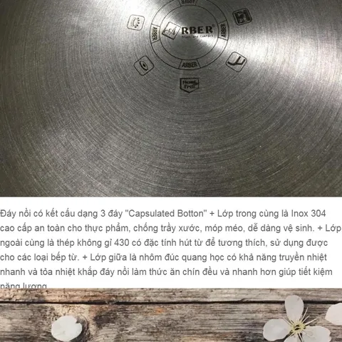 Bộ nồi Arber 5 chiếc đáy từ Inox 304 sản xuất tại Đức