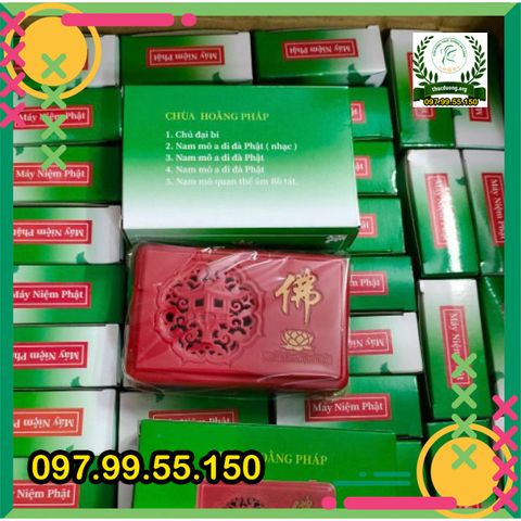 Máy niệm Phật 8 bài gồm có Chú Đại Bi, Nam Mô A Di Đà Phật, Nam Mô Quan Thế Âm Bồ Tát