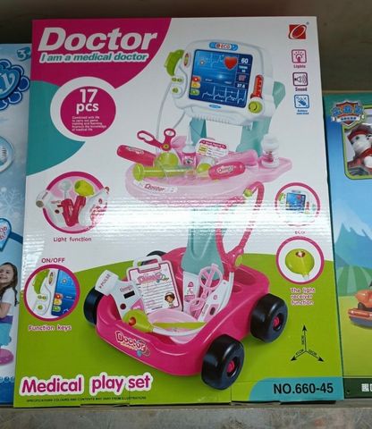 Đồ chơi xe đẩy bác sĩ 660-45 có đèn và âm thanh, đồ chơi nhập vai, đồ chơi bác sĩ, đồ chơi hướng nghiệp