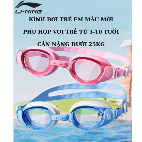 Kính bơi trẻ em LI-NING chất lượng cao, chống nước, chống sương mù, góc nhìn rộng, kèm nút tai, phù hợp từ 3-10 tuổi - LNJV246