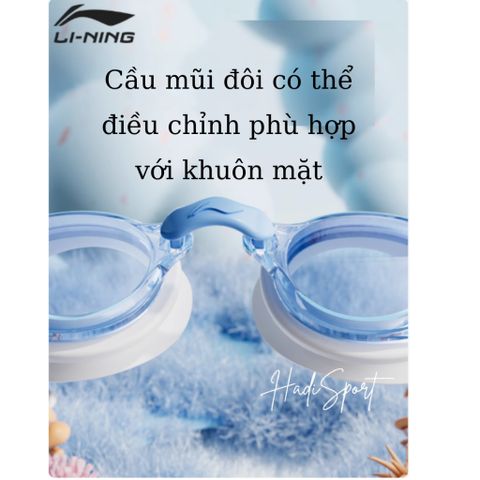 Kính bơi trẻ em LI-NING chất lượng cao, chống nước, chống sương mù, góc nhìn rộng, kèm nút tai, phù hợp từ 3-10 tuổi - LNJV246