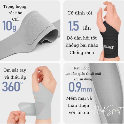 Băng Quấn Cổ Tay AOLIKES - Chất Liệu Mỏng Nhẹ Bảo Vệ Cổ Tay Khi Chơi Thể Thao, Hỗ Trợ Phục Hồi Chấn Thương