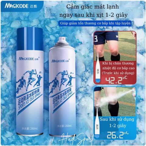 Chai xịt lạnh giảm đau thể thao Magicode 250ml làm lạnh nhanh chóng giảm căng tức cơ tức thì