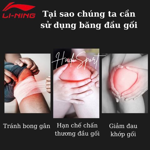 Bó Gối Thể Thao LI-NING AQAH624-1 - Băng Bảo Vệ Đầu Gối Chạy Bộ, Đệm Điều Áp Nhẹ, Chống Chấn Thương Nam Nữ
