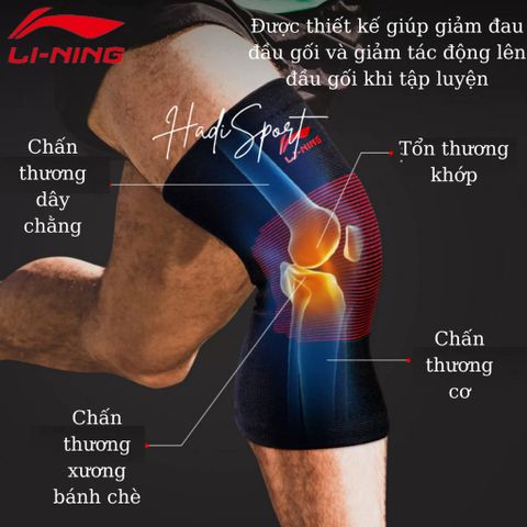 Bó Gối Thể Thao LI-NING AQAH624-1 - Băng Bảo Vệ Đầu Gối Chạy Bộ, Đệm Điều Áp Nhẹ, Chống Chấn Thương Nam Nữ