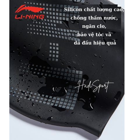 Mũ Bơi Người Lớn Lining Silicone Chống Trượt & Thấm Nước - Mẫu Mới LXMT550, Đen, Trắng, Xám, Xanh, Tím