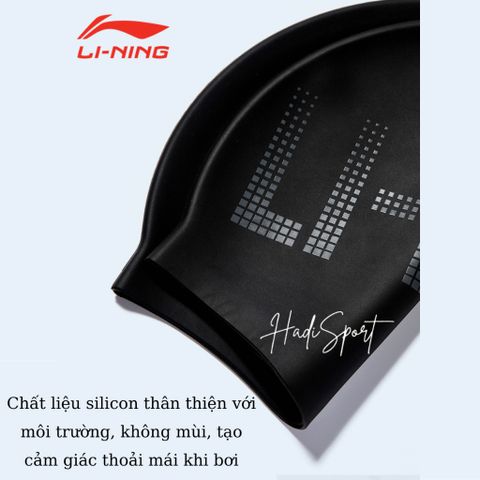 Mũ Bơi Người Lớn Lining Silicone Chống Trượt & Thấm Nước - Mẫu Mới LXMT550, Đen, Trắng, Xám, Xanh, Tím