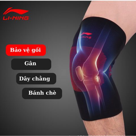 Bó Gối Thể Thao LI-NING Chính Hãng - Băng Bảo Vệ Đầu Gối Chạy Bộ, Tập Gym, Yoga - Đệm Thoáng Khí, Chống Trượt, Phục Hồi Chấn Thương