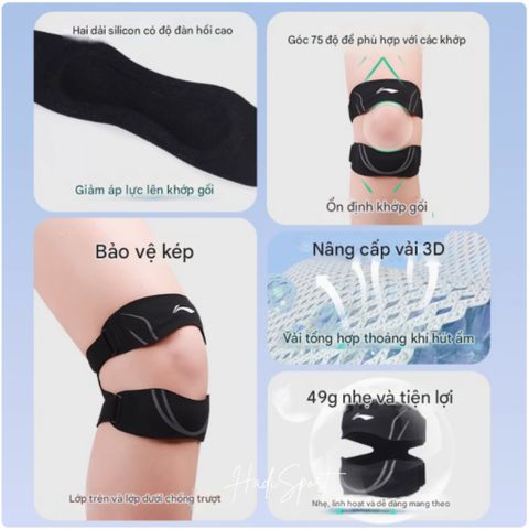 Đai Bảo Vệ Xương Bánh Chè Lining Mỏng Nhẹ, Thoáng Khí, Chống Trượt - Bảo Vệ Gối Chuyên Dụng cho Thể Thao, Mã LDEU243