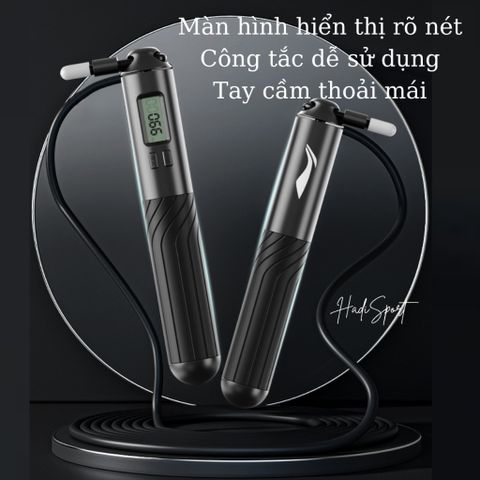 Dây Nhảy Đếm Bước LI-NING Điều Chỉnh Cho Trẻ Em & Người Lớn - Dây Nhảy Thể Thao Chống Trượt Có Màn Hình Điện Tử LJST847