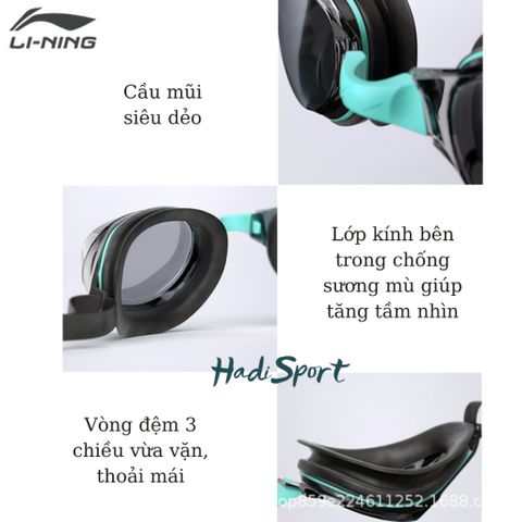 Kính Bơi Người Lớn Li-Ning Chuyên Nghiệp Chống Nước Chống Sương Mù - Mẫu LNJT211 Thời Trang và Tiện Lợi