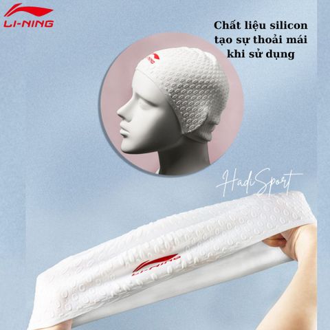 Mũ Bơi Người Lớn LI-NING Chống Trượt, Chống Thấm Nước - Dành Cho Phụ Nữ Tóc Dài - Thiết Kế 3D Thoải Mái LSJK818-1