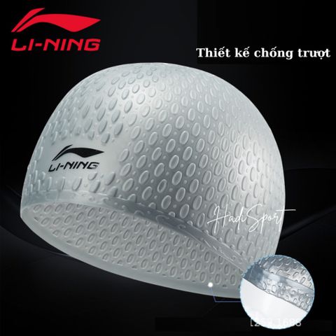 Mũ Bơi Người Lớn LI-NING Chống Trượt, Chống Thấm Nước - Dành Cho Phụ Nữ Tóc Dài - Thiết Kế 3D Thoải Mái LSJK818-1
