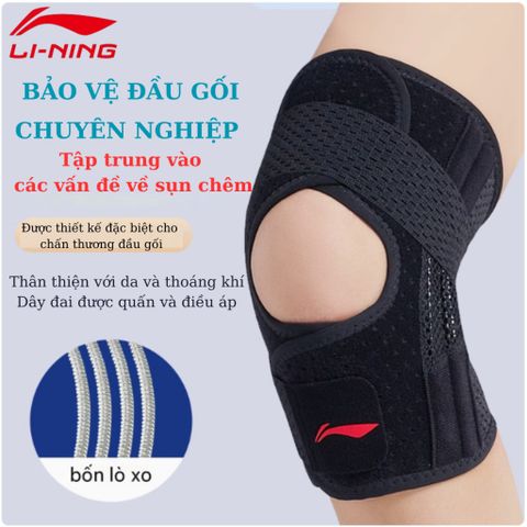 Bó Gối Lining LDEU182 - Đệm Khum Bảo Vệ Khớp Gối, Hỗ Trợ Phục Hồi Chấn Thương, Giảm Đau Thể Thao, Co Giãn Thoáng Khí