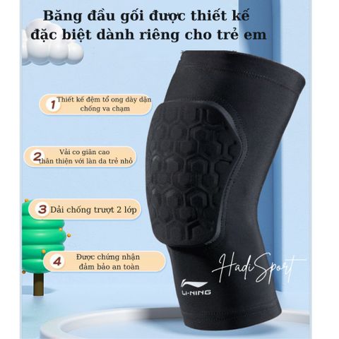 Đệm đầu gối trẻ em Lining - Băng bảo vệ gối nhẹ, thoáng khí cho trẻ em, an toàn khi chơi thể thao, hoạt động ngoài trời