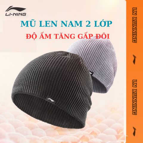 Mũ Len 2 Lớp Li-Ning Cao Cấp - Giữ Ấm Đầu và Tai, Chất Liệu Mềm Mại, Thoải Mái, Phong Cách Thời Trang Mùa Đông