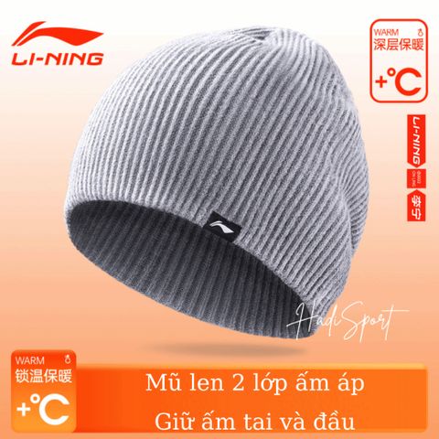 Mũ Len 2 Lớp Li-Ning Cao Cấp - Giữ Ấm Đầu và Tai, Chất Liệu Mềm Mại, Thoải Mái, Phong Cách Thời Trang Mùa Đông