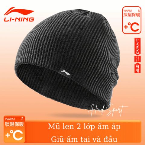 Mũ Len 2 Lớp Li-Ning Cao Cấp - Giữ Ấm Đầu và Tai, Chất Liệu Mềm Mại, Thoải Mái, Phong Cách Thời Trang Mùa Đông