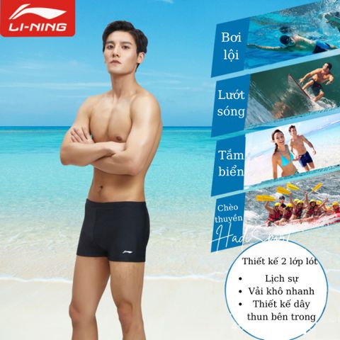 Quần Bơi Nam Lining LXKR666 - Chuyên Nghiệp, Thời Trang, Chất Liệu Thấm Nước UPF 50+, Thiết Kế Ôm Cơ Thể, Dễ Chịu Khi Vận Động