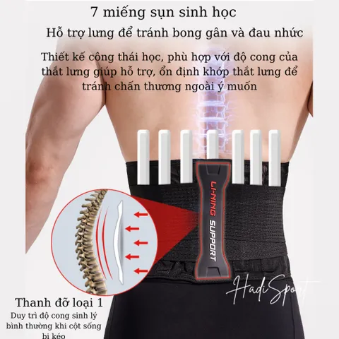 Đai bảo vệ thắt lưng Lining LQAN280 - Hỗ trợ bảo vệ eo, phục hồi chấn thương, thoáng khí, cao cấp cho gym và lao động nặng