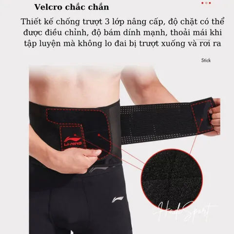Đai bảo vệ thắt lưng Lining LQAN280 - Hỗ trợ bảo vệ eo, phục hồi chấn thương, thoáng khí, cao cấp cho gym và lao động nặng